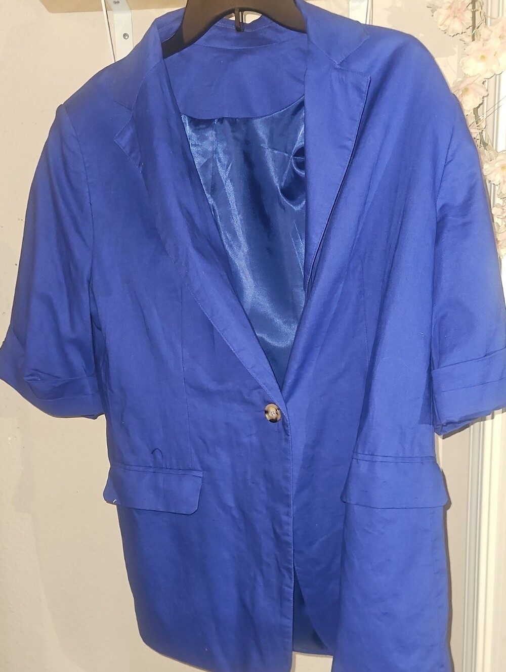 Royal Blue Short-Sleeve Blazer